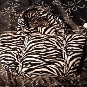 Zebra Print Cloth Purse with Matching Handle